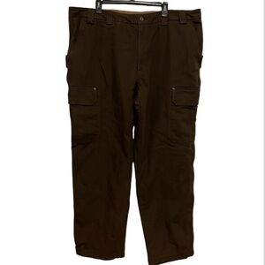 Duluth Dark Brown Fire Hose Fleece Lined Cargo Pants Relaxed Fit Size 44x34